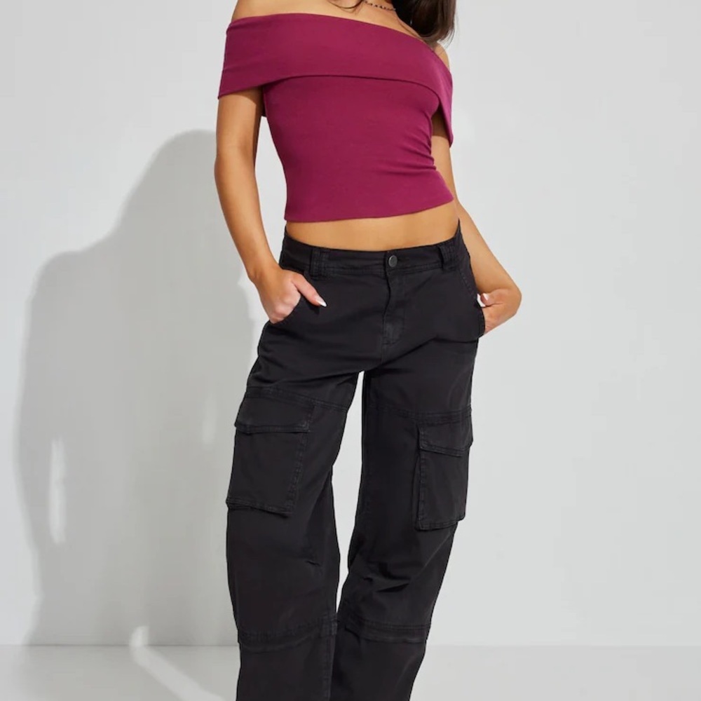 Garage Remi Straight Cargo Pants Women’s 3 Black Relaxed Fit Low Rise Utility